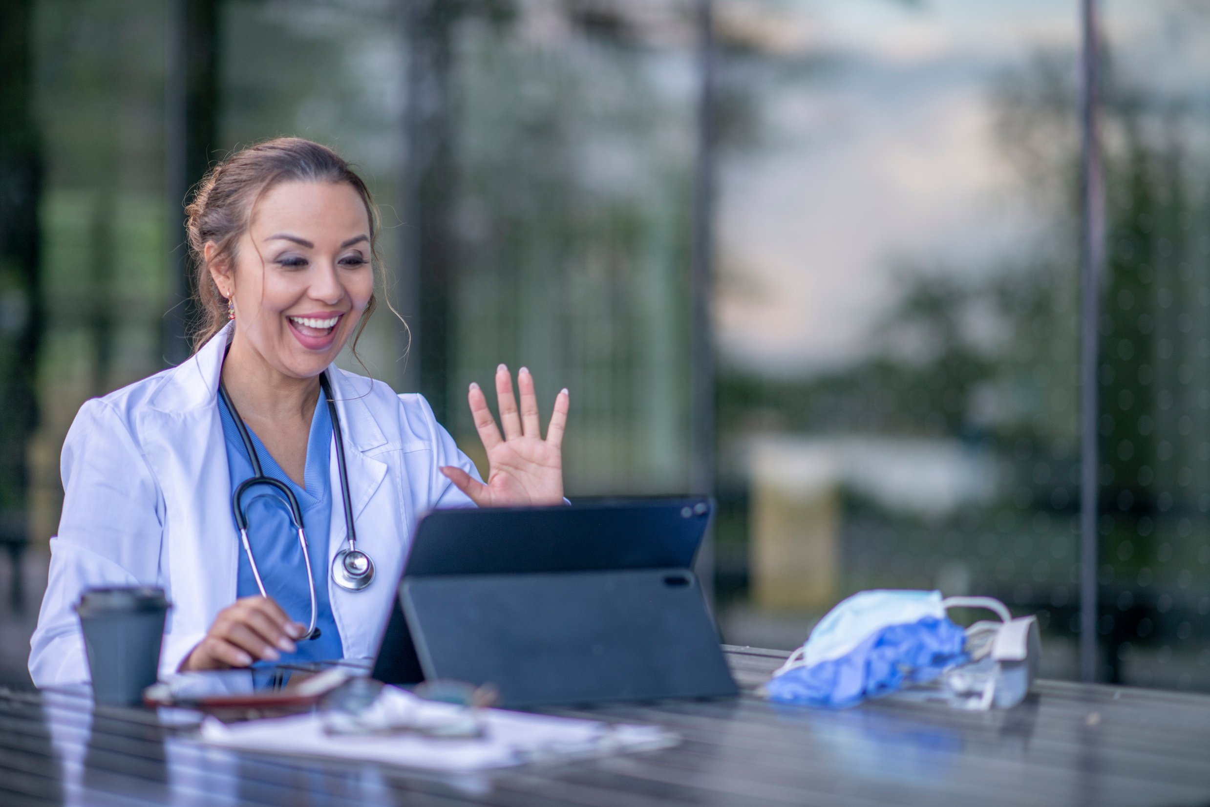 Hispanic doctor telemedicine